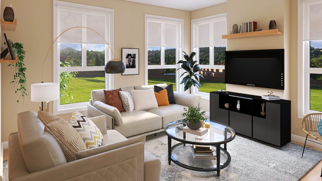 Concept décoration 3D  visualisation condo aire salon