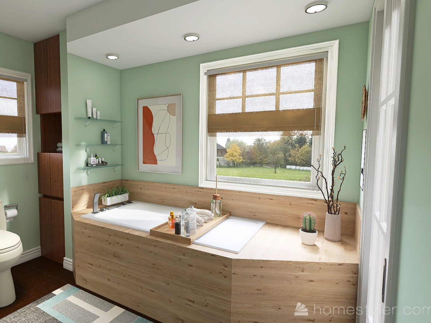 Concept décoration 3D  visualisation salle de bain style transitionnel