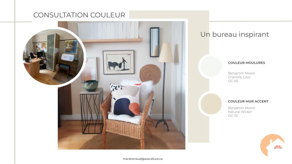 Consultation couleur espace bureau inspirant style boho chic 